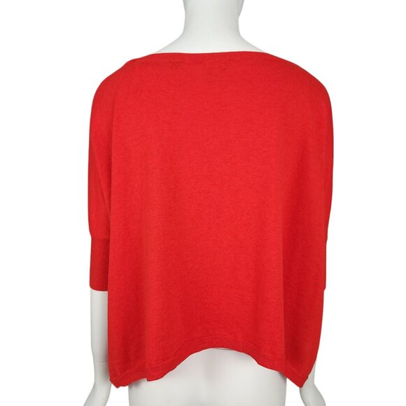 NWT CABI #5279 Sweater XS Cartwheel Pullover True Red Oversized Boxy Cotton Knit - Picture 4 of 12
